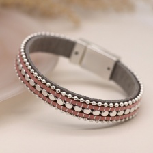 Dusky Pink, grey and silver plated leather bracelet by Peace of Mind